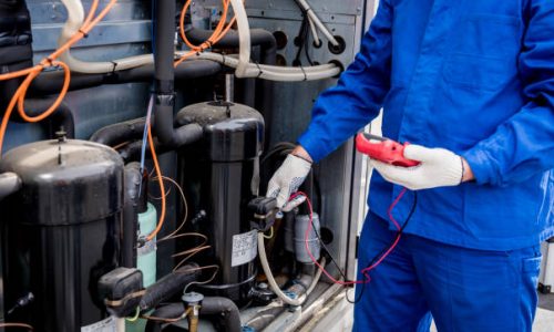 Resistance test of temperature sensors in the cooling supply section of the ventilation unit.