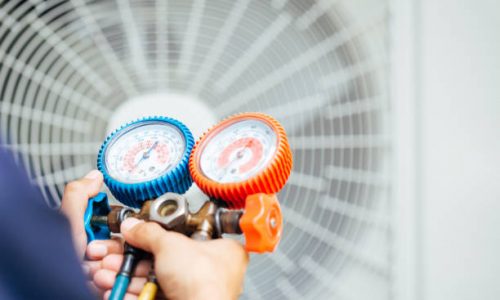 Air Conditioning Technician and A part of preparing to install new air conditioner.